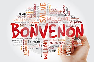 Bonvenon Welcome in Esperanto word cloud