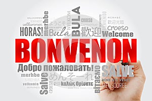 Bonvenon Welcome in Esperanto word cloud