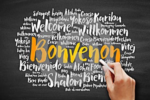 Bonvenon Welcome in Esperanto word cloud photo