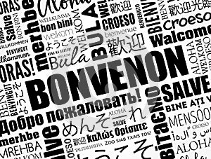 Bonvenon (Welcome in Esperanto) word cloud in different languages