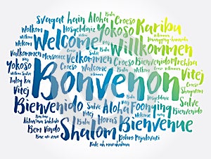 Bonvenon Welcome in Esperanto word cloud in different languages