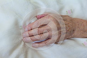 Bony hand old dying person