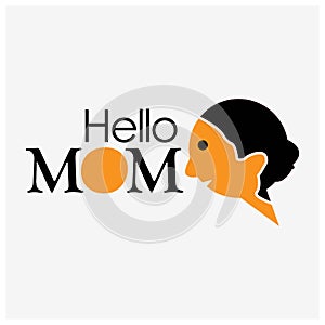 Hello Mom Icon Vector. Flat design.
