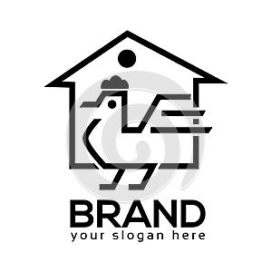 Chicken house logo vector. Flat design.
