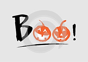 Boo for halloween background. Holiday calligraphy poster, greeting card, party invitation, Vector illustration photo