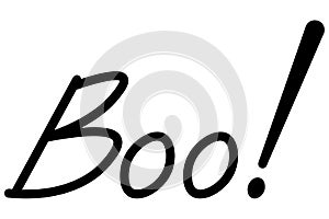 Boo. Lettering. Silhouette. Vector illustration. Frighten. Outline on an isolated white background. Halloween lettering.