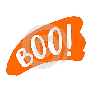 Boo text. Only one single word. Vector illustration. Colorful. Happy Halloween greeting card.
