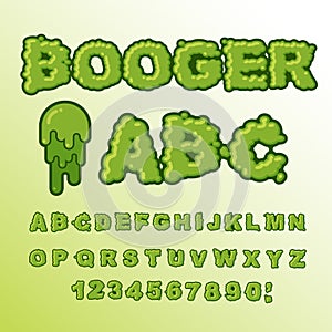 Booger ABC. Green slime letters. Snot font. Snivel alphabet. Slippery lettering. Mucus typography