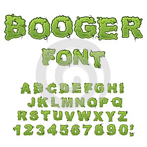 Booger font. Slippery lettering. Snivel alphabet. Green slime le