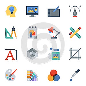 Art, drawing and web and graphic design flat icons set1. photo