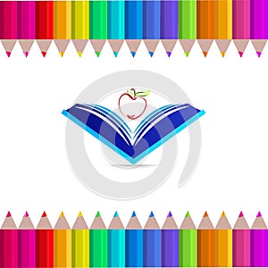 Book apple education symbol logo vector image