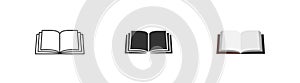 Book black icon line and flat style. Library literature isolated vector