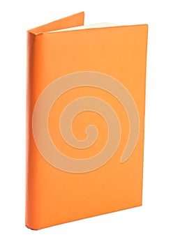 Book with blank orange cover isolated