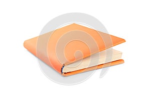 Book with blank orange cover on white