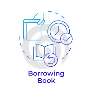 Book borrowing blue gradient concept icon