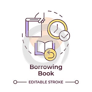 Book borrowing multi color concept icon