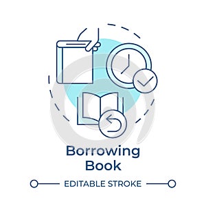 Book borrowing soft blue concept icon