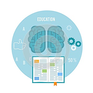 Book with brain. Education concept