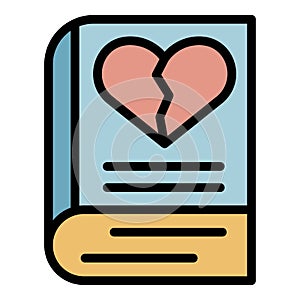 Book and broken heart icon color outline vector