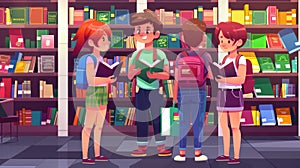 Book buyers in a bookstore