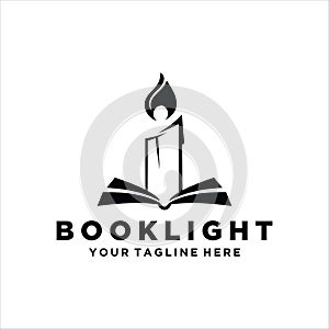 Book and Candle Logo design vector template