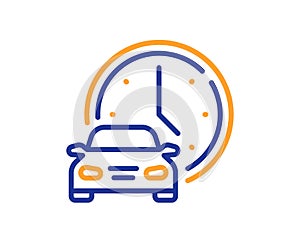Book car line icon. Rental time service sign. Vector