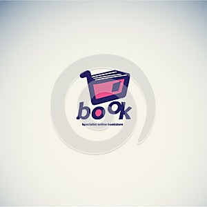 Book cart logo concept. boos cart logotype - vector illustration