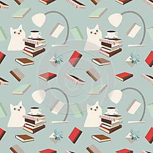 Book and cat pattern