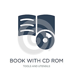 book with cd rom icon in trendy design style. book with cd rom icon isolated on white background. book with cd rom vector icon