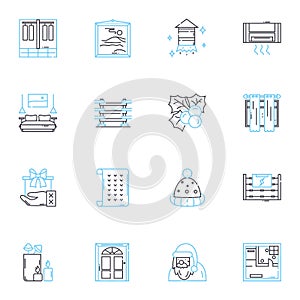 Book cellar linear icons set. Literature, Novels, Fiction, Nonfiction, Bestsellers, Classics, Rare line vector and