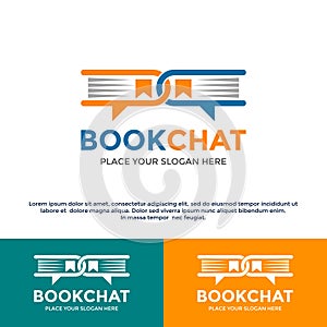 Book chat vector logo template