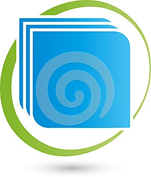 Book and circle, library and book, icon, logo