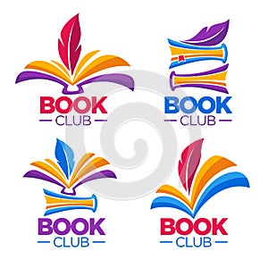 Book club, library or shop, vector cartoon logo