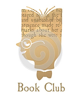 Book club logotype template with smart boy head