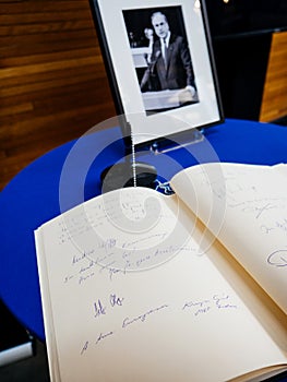 The book of condoleances for Helmut Kohl at European Parliament