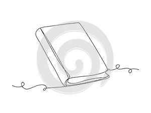 Book continuous one line art isolated vector illustration