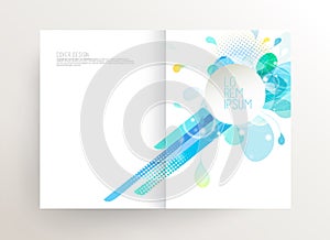 Book cover design template with abstract colorful shapes.