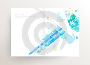 Book cover design template with abstract colorful shapes.