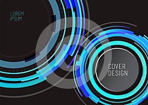 Book cover design template with abstract polygonal objects. Dark version