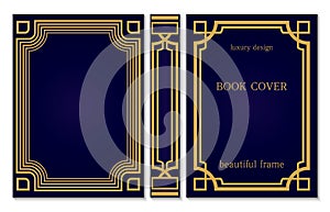 Book cover design template. Decorative vintage frame or border with corners to be printed on covers and pages of books. Title and