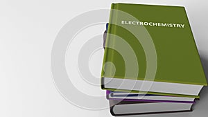Book cover with Electrochemistry title. 3D animation