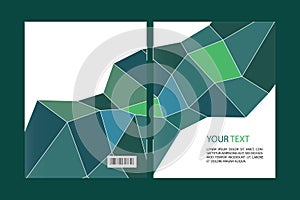 book cover layout design, Abstract triangle green, blue presentation templates