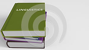 Book cover with LINGUISTICS title. 3D rendering