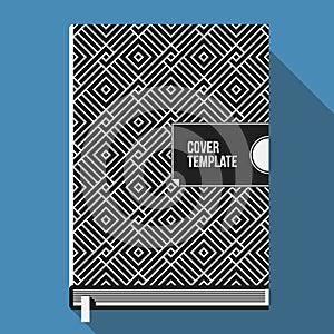 Book cover template with monochrome geometric pattern