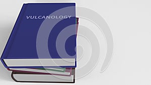 Book cover with VULCANOLOGY title. 3D animation