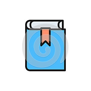 Book, criminal administrative code, constitution flat color icon.