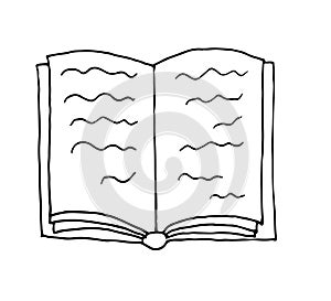 Book doodle icon. Hand drawn sketch in vector