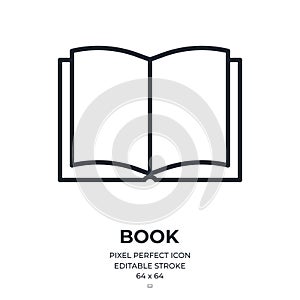 Book editable stroke outline icon isolated on white background flat vector illustration. Pixel perfect. 64 x 64