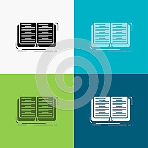 book, education, lesson, study Icon Over Various Background. glyph style design, designed for web and app. Eps 10 vector