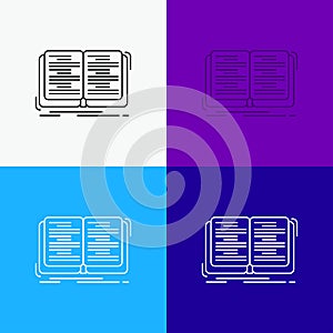 book, education, lesson, study Icon Over Various Background. Line style design, designed for web and app. Eps 10 vector
